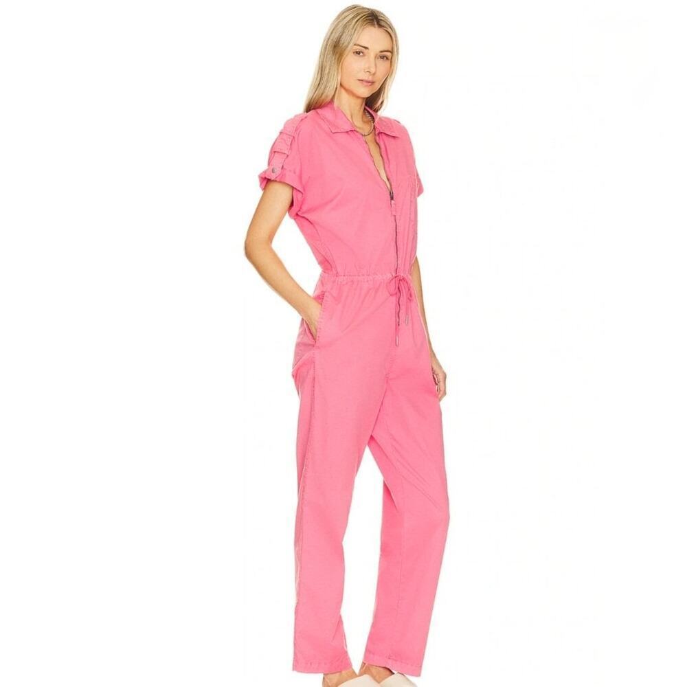 Pistola Jordan Jumpsuit Women XS Pink Punch Zip Front Short Sleeve Pant Romper